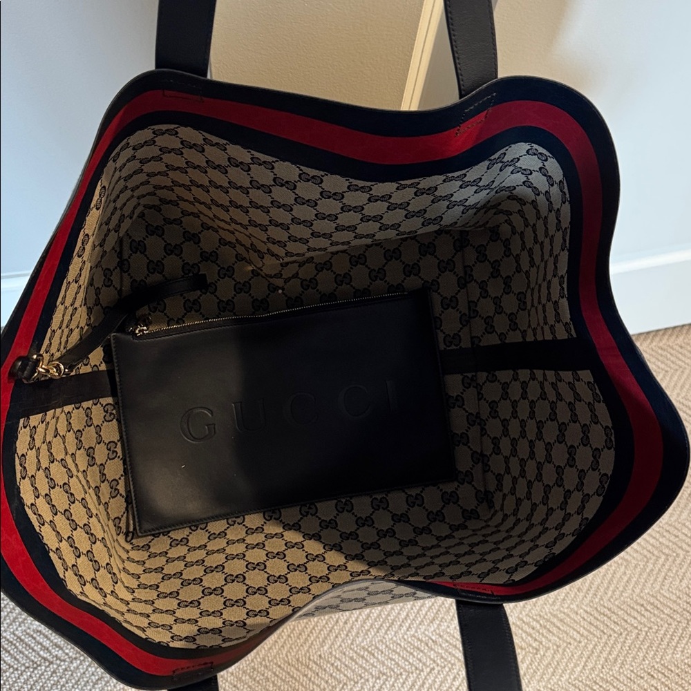 Gucci navy and beige tote - Picture 3 of 6